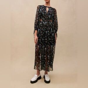 Maje Blue Bouquet Floral Long Cut-Out Dress NWT Size 4 (EU 36)